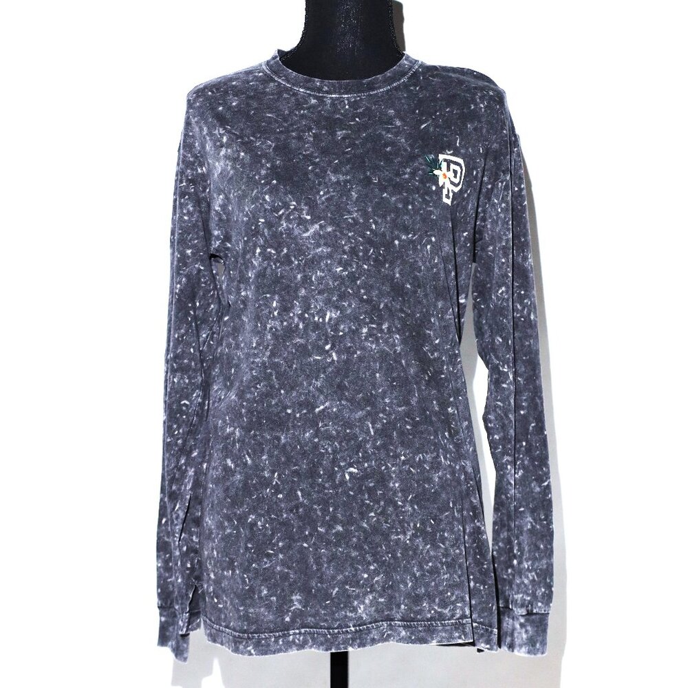 VS PINK Long Sleeve Gray Top, Tropical Accents, Size S